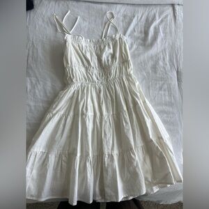 Princess Polly White Ruched Sundress with Tie Straps